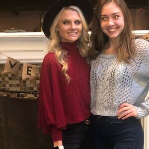 Red Crop Sweater Like Top